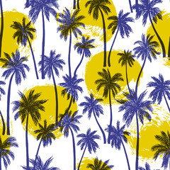Fototapeta na wymiar Seamless vector pattern with palm trees