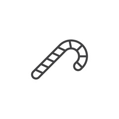 Candy cane outline icon. linear style sign for mobile concept and web design. Peppermint stick simple line vector icon. Xmas sweets symbol, logo illustration. Pixel perfect vector graphics