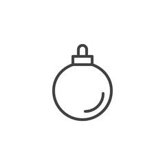 Christmas Bauble outline icon. linear style sign for mobile concept and web design. xmas toy ball simple line vector icon. Symbol, logo illustration. Pixel perfect vector graphics