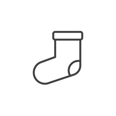 Christmas sock outline icon. linear style sign for mobile concept and web design. xmas decoration simple line vector icon. Symbol, logo illustration. Pixel perfect vector graphics