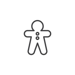 Xmas Gingerbread man biscuit outline icon. linear style sign for mobile concept and web design. Christmas cookie simple line vector icon. Symbol, logo illustration. Pixel perfect vector graphics