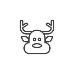Christmas Deer head outline icon. linear style sign for mobile concept and web design. Xmas reindeer head simple line vector icon. Symbol, logo illustration. Pixel perfect vector graphics