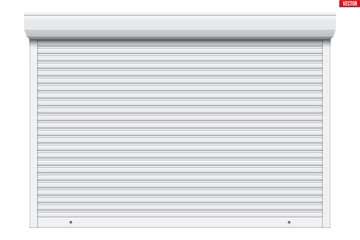 Sample of White garage Roller Shutters. Protect System for garage and shop. Vector Illustration isolated on white background.