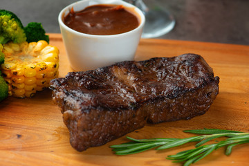 Grilled bbq steak with rosemary