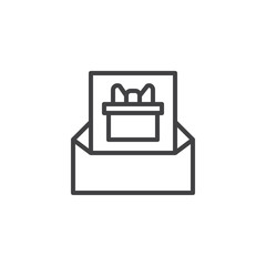 Christmas card outline icon. linear style sign for mobile concept and web design. Xmas greeting card envelope simple line vector icon. Symbol, logo illustration. Pixel perfect vector graphics