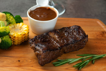 Grilled bbq steak with rosemary