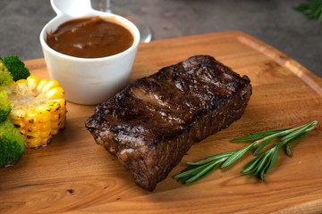 Grilled bbq steak with rosemary