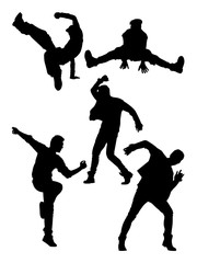 Fototapeta na wymiar Dancer pose activity silhouette. Good use for symbol, logo, web icon, mascot, sign, or any design you want.