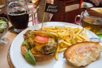 Burger and French Fries