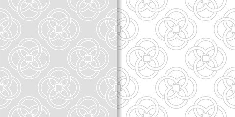 Obraz premium Light gray geometric ornaments. Set of seamless patterns