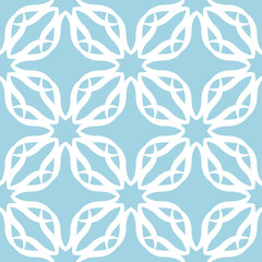 White floral seamless design on blue background