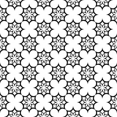 Black floral seamless pattern on white background