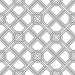 White and black monochrome geometric ornament. Seamless pattern