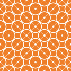 Geometric ornament. Orange and white seamless pattern