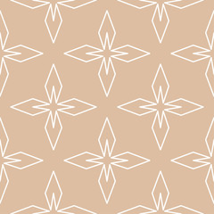 Fototapeta premium Geometric ornament. Beige and white seamless pattern