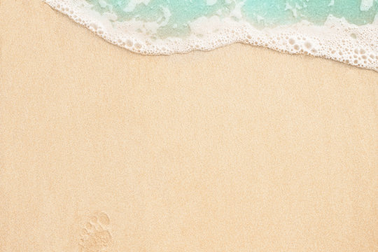 Beautiful soft wave on the sandy beach background