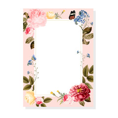 Fototapeta na wymiar Blank floral frame card illustration