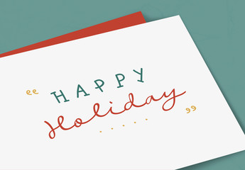 Colorful happy holiday card mockup