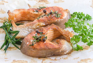 Grilled trout steak