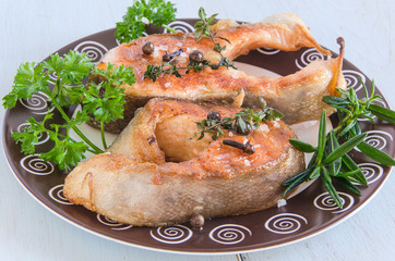 Grilled trout steak