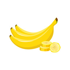 Cartoon fresh banana isolated on white background