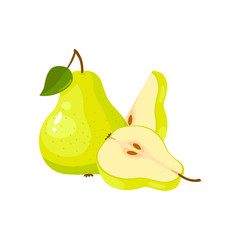 Green fresh pear isolated on white background
