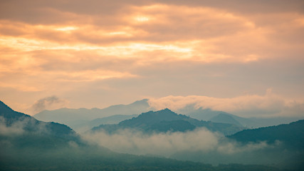 Landscape of Mountain with sunrise background.,Nature background.