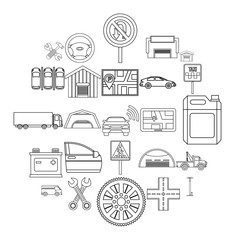 Reservoir icons set. Outline set of 25 reservoir vector icons for web isolated on white background