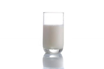 fresh milk in the glass on white background, isolated