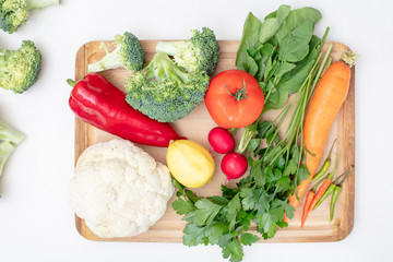 Organic healtyy food concept  of fresh colorful vegetables