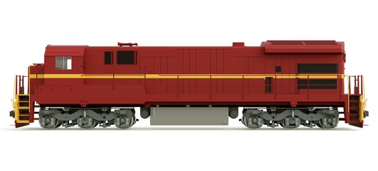 Modern diesel railway locomotive with great power and strength for moving long and heavy railroad train. 3d rendering. © whitecityrecords