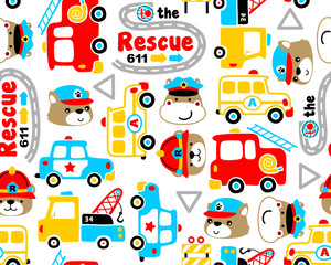 Fototapety  seamless pattern vector with rescue team cartoon