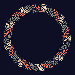 Christmas Wreath with Round Frame for Cards Design Vector Layout with Copyspace Can be use for Decorative Kit, Invitations, Greeting Cards, Blogs, Posters, Merry Christmas and Happy New Year.