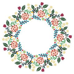 Christmas Wreath with Round Frame for Cards Design Vector Layout with Copyspace Can be use for Decorative Kit, Invitations, Greeting Cards, Blogs, Posters, Merry Christmas and Happy New Year.