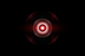 Abstract red circle effect with sound waves oscillating, technology background