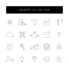 Line icons set. Industry 4.0 pack. Vector illustration	