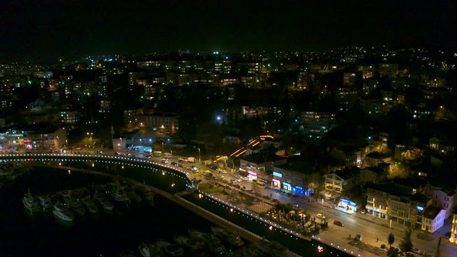  istanbul night aerial view and historic bridges