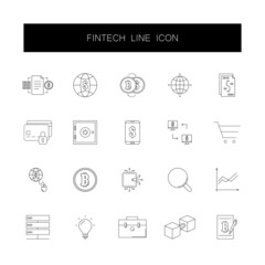 Fototapeta premium Line icons set. Fintech pack. Vector illustration 