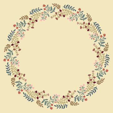 Christmas Wreath with Round Frame for Cards Design Vector Layout with Copyspace Can be use for Decorative Kit, Invitations, Greeting Cards, Blogs, Posters, Merry Christmas and Happy New Year.