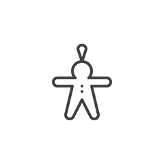 Gingerbread man Christmas toy outline icon. linear style sign for mobile concept and web design. Xmas bauble simple line vector icon. Symbol, logo illustration. Pixel perfect vector graphics
