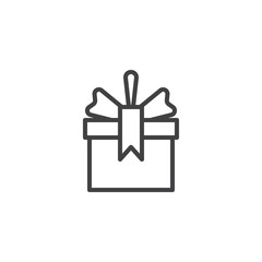 Christmas gift box bauble outline icon. linear style sign for mobile concept and web design. Xmas toy simple line vector icon. Symbol, logo illustration. Pixel perfect vector graphics