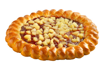 pie with berries on white background