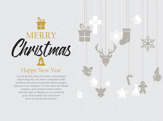 Merry Christmas and Happy New Year greeting card template.