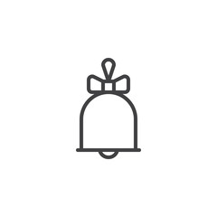 Christmas Bell Toy outline icon. linear style sign for mobile concept and web design. Xmas bauble bell simple line vector icon. Symbol, logo illustration. Pixel perfect vector graphics