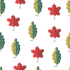 Obraz premium Autumn print of leafs. Seamless pattern