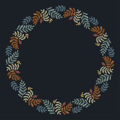 Christmas Wreath with Round Frame for Cards Design Vector Layout with Copyspace Can be use for Decorative Kit, Invitations, Greeting Cards, Blogs, Posters, Merry Christmas and Happy New Year.