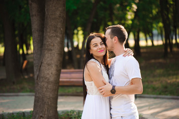 Fototapeta premium Love story of the beautiful young man and woman