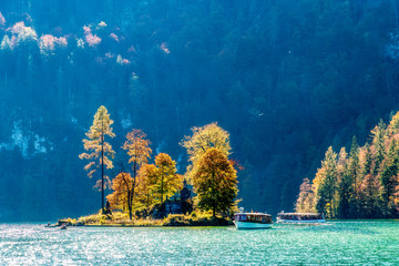 Autumn in the lake and island 