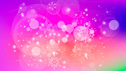 Snowflakes and festive lights - vector background with beautiful snowflakes that merrily shine and shimmer in color space