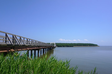 A big bridge over the jusan lake in Aomori prefecture.